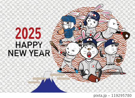 兔子棒球選手新年賀卡 119295780