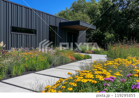 モダンな家と植栽のイメージ モダンな家と植栽のイメージ 119295855