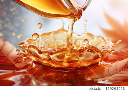 Closeup of a maple syrup splash. Ai generative 119295928