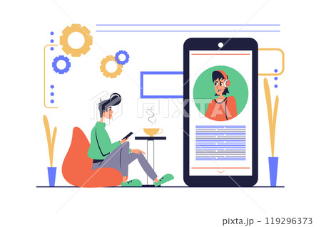 Virtual assistant concept in modern flat...のイラスト素材 [119296373] - PIXTA