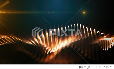 A smooth wave of golden particles on a dark background, with a warm, glowing effect, symbolizing energy or data flow A smooth wave of golden particles on a dark background, with a warm, glowing effect, symbolizing energy or data flow 119296407