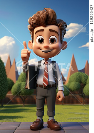 Schoolboy portrait. Back to school concept. Generative Ai illustration 119296427