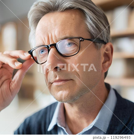 メガネをかけたシニア男性 119296493