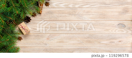 Christmas background with copy space, top view. holiday concept for you design 119296578