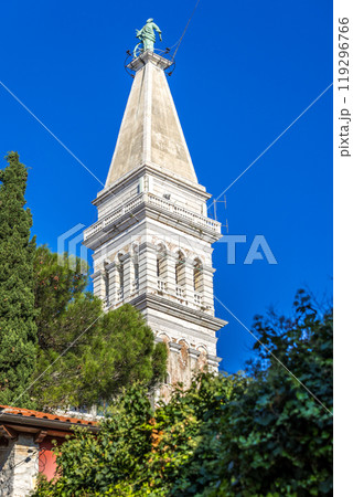 Rovinj, Croatia old town, church bell tower Rovinj, Croatia old town, church bell tower 119296766