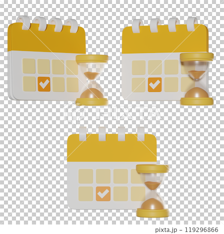 Hourglass with calendar icon 3D grpahic 119296866