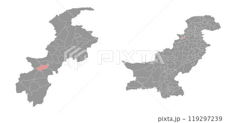 Hangu district map, administrative division of Pakistan. Vector illustration. Hangu district map, administrative division of Pakistan. Vector illustration. 119297239