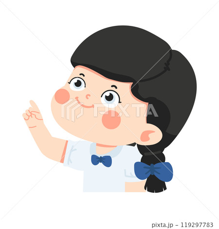 girl in school uniform pointing to something 119297783