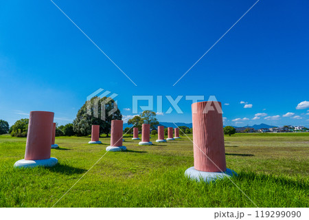 奈良県橿原市 史跡藤原宮跡 朝堂院南門の復元列柱 奈良県橿原市 史跡藤原宮跡 朝堂院南門の復元列柱 119299090