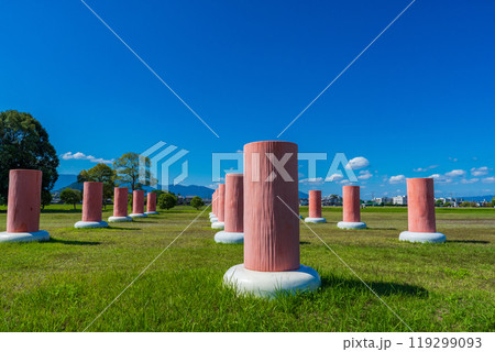 奈良県橿原市　史跡藤原宮跡　朝堂院南門の復元列柱 119299093