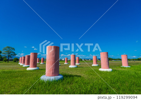 奈良県橿原市　史跡藤原宮跡　朝堂院南門の復元列柱 119299094