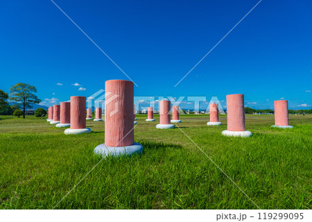 奈良県橿原市　史跡藤原宮跡　朝堂院南門の復元列柱 119299095