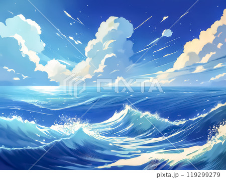 海と空と白い雲のイメージ素材 119299279