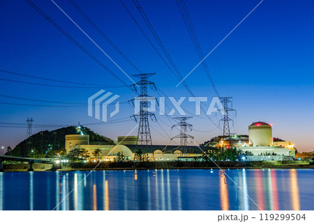 関西電力　美浜発電所の夜景 119299504