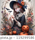 ハロウィンのかぼちゃと女の子 119299586