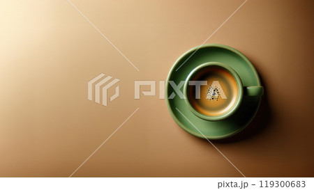 Green cup of coffee on isolated brown concrete background close up, banner Green cup of coffee on isolated brown concrete background close up, banner 119300683