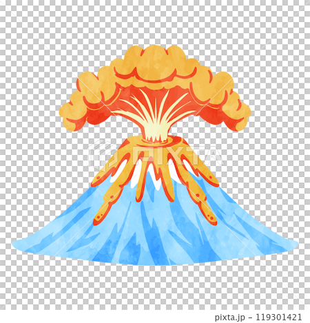 Simple Mt. Fuji eruption watercolor illustration 119301421