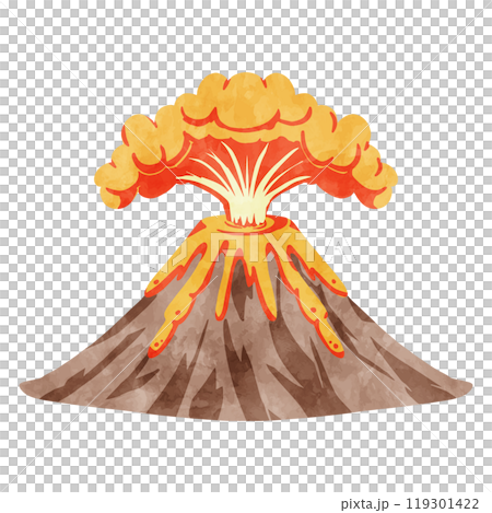 簡單的火山爆發水彩插圖 簡單的火山爆發水彩插圖 119301422