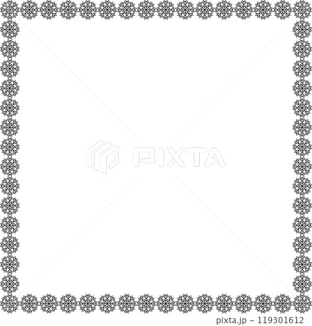 Snowflake square frame. Winter snowflake round border. 119301612
