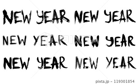 Set of grunge New Year for decoration, design elements for poster, banner, greeting and New Year celebration, collection of logo different text design, set of various typographic design elements Set of grunge New Year for decoration, design elements for poster, banner, greeting and New Year celebration, collection of logo different text design, set of various typographic design elements 119301854