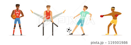 Man Athlete Engaged in Sport Competition Vector Set 119301986
