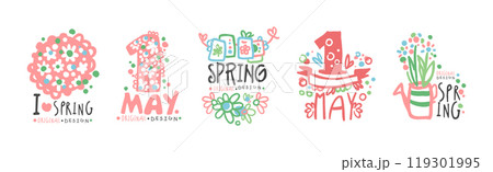 Spring and May Floral Label Original Design...のイラスト素材 [119301995] - PIXTA