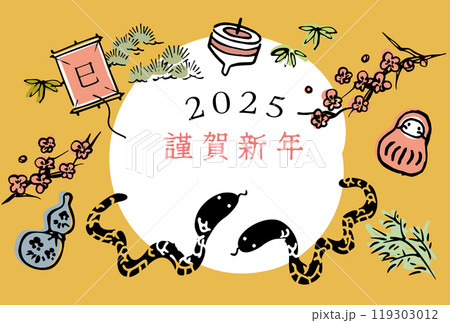 2025年巳年　謹賀新年背景イラスト 119303012