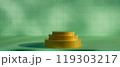 3d render illustration A gold podium is on a green background 119303217