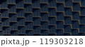 3d render illustration A close up of a black and white image of a building with a lot of black squares 119303218