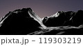 3d render illustration A mountain range is shown in black and white with a purple sky in the background 119303219