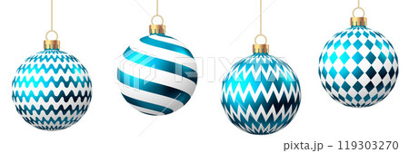 Blue Christmas ball with pattern isolated on white background. Blue Christmas ball with pattern isolated on white background. 119303270