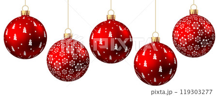Red Christmas ball with pattern isolated on white background. Red Christmas ball with pattern isolated on white background. 119303277