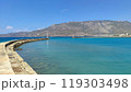 A large, expansive body of water with majestic mountains in the background 119303498