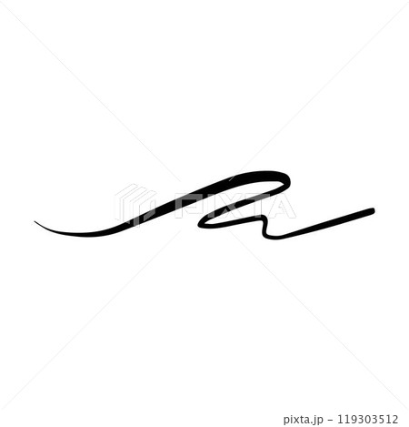 Hand drawn curly swish icon vector illustration, paint brush design element of swash, swoosh underline swirl squiggle stroke illustration 119303512