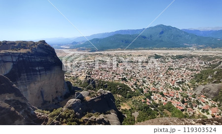 A city in a beautiful valley, surrounded by mountains A city in a beautiful valley, surrounded by mountains 119303524