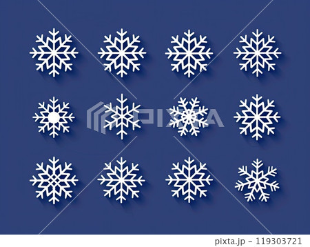 White snowflakes on blue background create a stunning visual 119303721