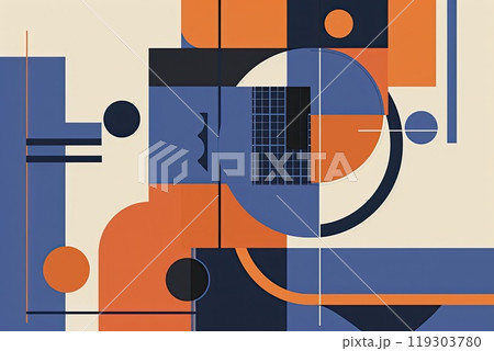 Colorful geometric pattern with circles and squares on black background Colorful geometric pattern with circles and squares on black background 119303780