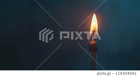 A close up of a lit match with smoke billowing out of it 119304042