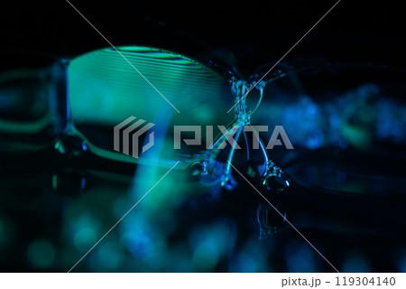 Bright reflection of liquid in macro, blue and silver colors, rainbow background, Blue bubbles in macro, connection of bubbles in macro, cell from liquid, molecules connection, ultra macro Bright reflection of liquid in macro, blue and silver colors, rainbow background, Blue bubbles in macro, connection of bubbles in macro, cell from liquid, molecules connection, ultra macro 119304140