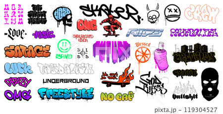 Street graffiti and urban wall, hip hop culture in street art 119304527