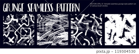 Creative grunge seamless patterns drawn by hand with a brush 119304530