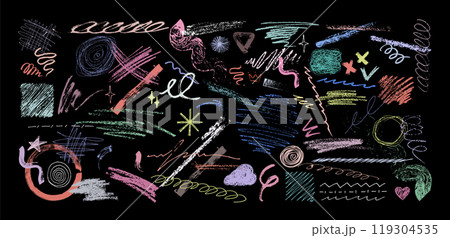 Pastel colors graphic box, grunge pen scribbles. Doodles drawn Pastel colors graphic box, grunge pen scribbles. Doodles drawn 119304535