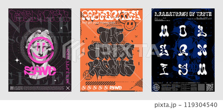 Street art posters with y2k lettering and graffiti, tags, urban art 119304540
