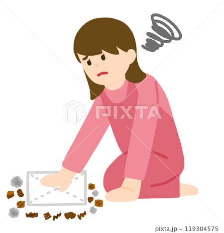 床が汚れて困っている女性 119304575