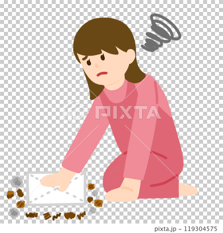 床が汚れて困っている女性 119304575