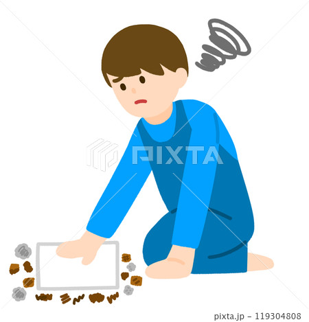 床が汚れて困っている男性 119304808