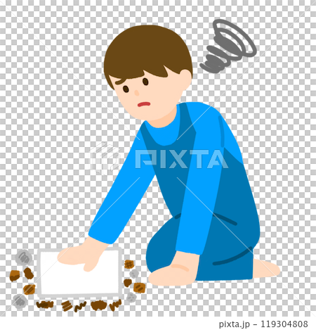 床が汚れて困っている男性 119304808