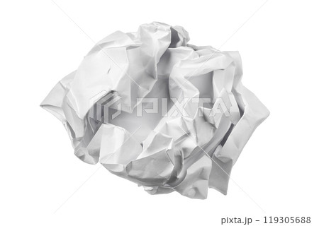 White crumpled paper ball isolated on white background 119305688
