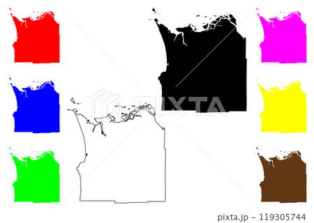 Clatsop County, Oregon State (U.S. county, United States of America, USA, U.S., US) map vector illustration, scribble sketch Clatsop map 119305744