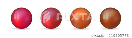 Set with glass colorful balls. Glossy realistic ball, 3D abstract vector illustration highlighted on a white background. Big metal bubble with shadow Set with glass colorful balls. Glossy realistic ball, 3D abstract vector illustration highlighted on a white background. Big metal bubble with shadow 119305778